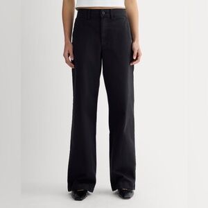 Everlane Wide Leg Chino Pants Black Size 8 High Rise Stretch Cotton
